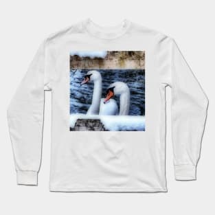 Two swans in the snow Long Sleeve T-Shirt